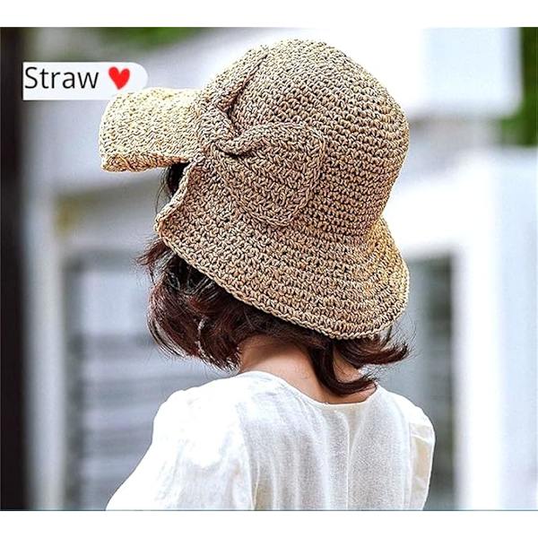 Stråhat til kvinder, bred skygge, foldbar solhat til stranden, sommerhat til kvinder, stråhat til kvinder