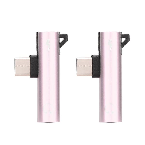 2 STK USB C til 3,5 mm Audio Adapter 2 i 1 Audio Opladning USB C til Audio Jack ABS USB C til AudioJack til Telefon Tablet Pink