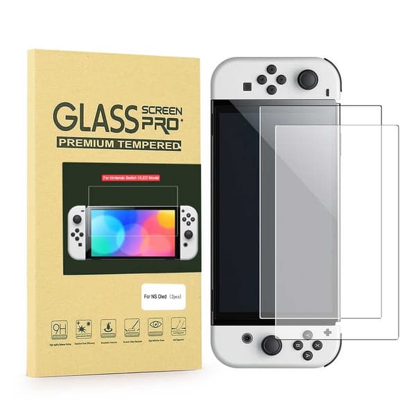 2-pack Nintendo Switch OLED-kompatibelt skärmskydd i härdat glas med full täckning transparent