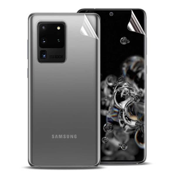2-pakning Galaxy S20 Ultra skjermbeskytter + baksidebeskytter transparent