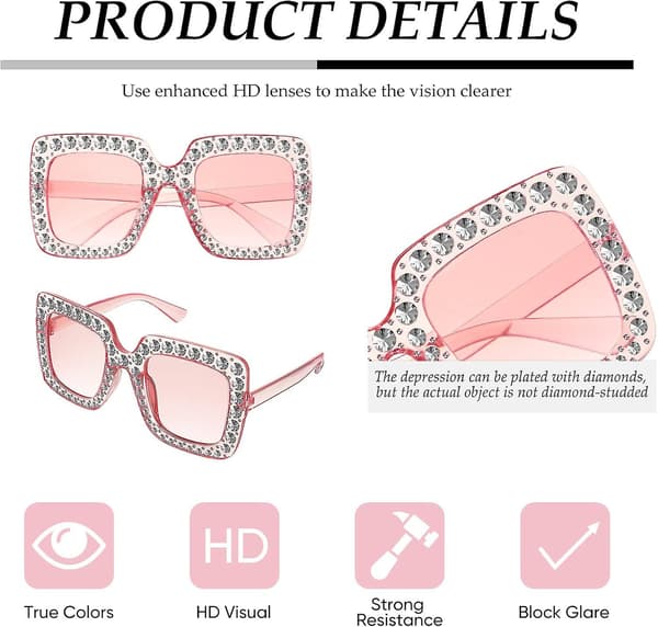Oversized Rhinestone Solbriller For Glamourøse Looks