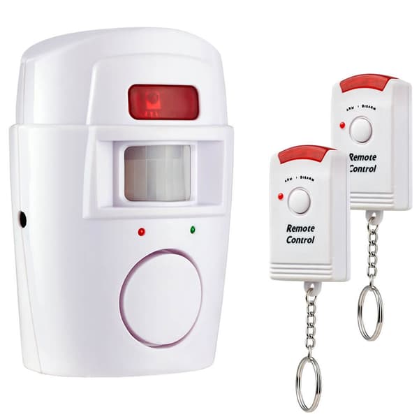 Trådlöst rörelsesensorlarm med 2 fjärrkontroller 105dB Vit white