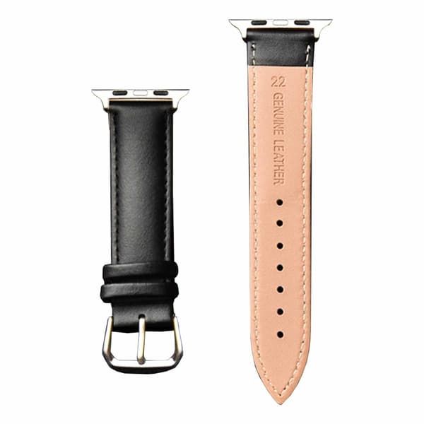 Apple Watch 42/44/45/49 1-8/SE/Ultra Sort Læderrem Læder sort black