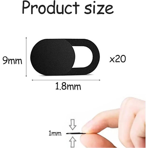 30 st Webcam Cover Slider för Sekretess, Kameraskydd, Telefonskydd för Kamera, 0.027in Tunn Design Web Kameraskydd Slide (Svart)