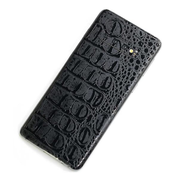 Galaxy S10 Nahkavinyylisuojakalvo Krokotiilinmusta black