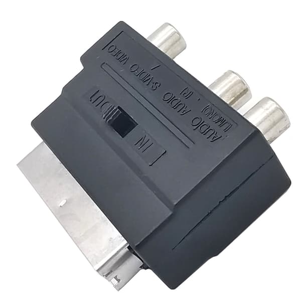 SCART til AV 3RCA konverter med switch, SCART til AV adapter AV 3RCA 21 pin.