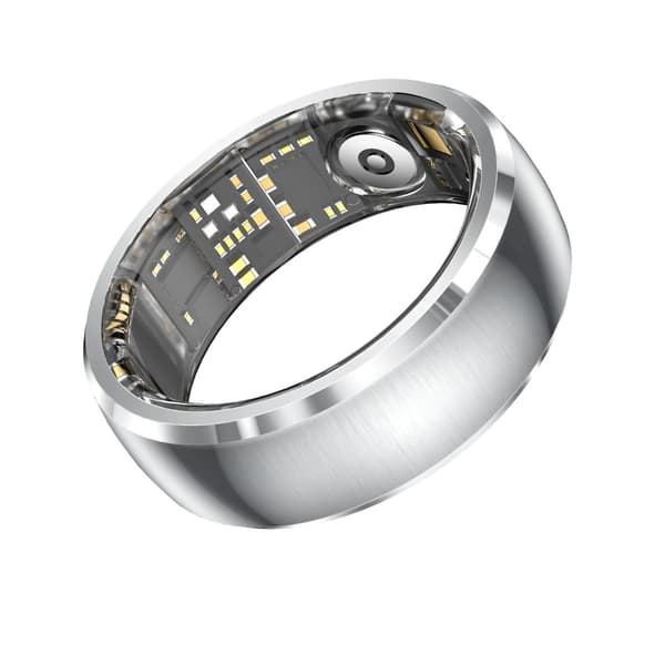 Smart ring med berøringsskjerm og bevegelseskontroll for hverdagsbruk - rustfritt stål, hjertefrekvens og SpO2, kompatibel med Android og iOS Sølv 8 Sølv Silver