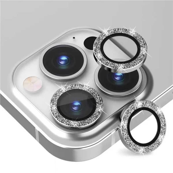 iPhone 14 Pro/Pro Max Kameraskydd Bling Glitter Silver silver