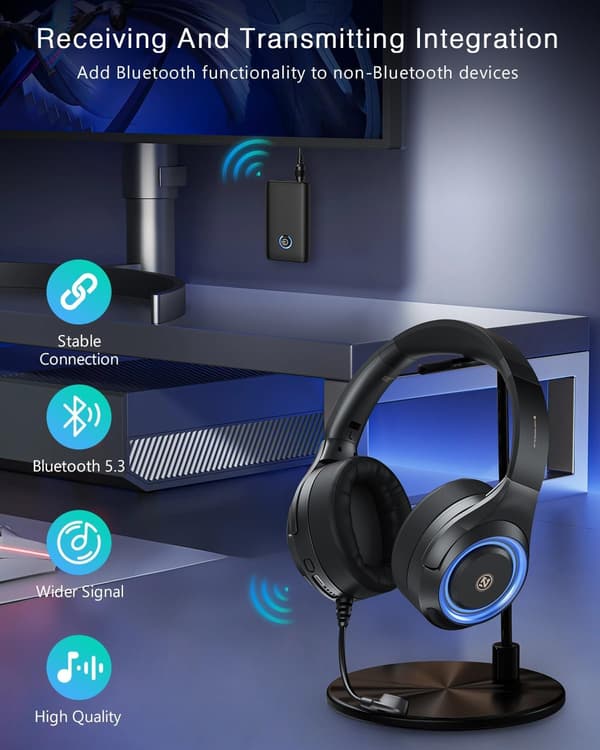 Bluetooth 5.3-mottaker, 3,5 mm jack-biladapter, 2-i-1 Bluetooth-auxiliary for bil, egnet for biler