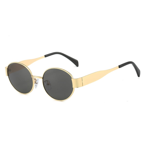 Retro Ovala Solglasögon för Kvinnor Män Trendiga Solglasögon Klassiska Nyanser UV400 Skydd Guld/Grå