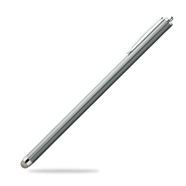 Ekstra lang kapacitiv styluspen i legering med ledende stofspids og klips, grå Grey