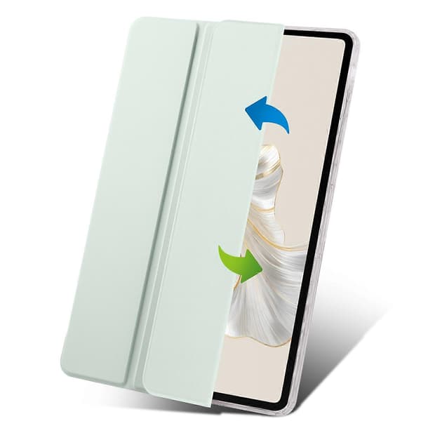Fodral för Honor Pad 9 Tri-Fold Ställ Läder+TPU+Akryl Klar Baksida Tablet Skydd