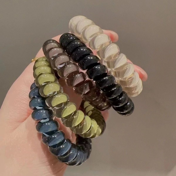 Stora Jelly Telefonsladd Hårband för Kvinnor - Set om 5, Nya Hållbara Spiralhårband, Minimalistisk Söt Stil, Enfärgat Plastmaterial