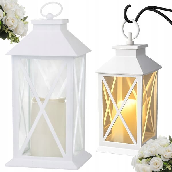 LED-lyslykt med flammende lys, hvit white
