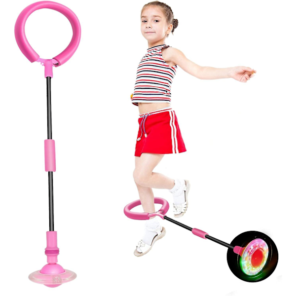 Blinkande Hoppring Ankel Skip Boll Färgglatt Ljus Blinkande Vikbar Skip Boll Blinkande Boll Rosa