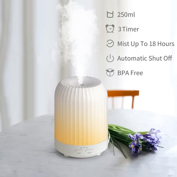 Elektrisk æterisk oliediffuser Aromaterapi Oliediffuser 250 ml Keramisk Aroma Duftdiffusere og luftfugter til hjemmekontor søvn