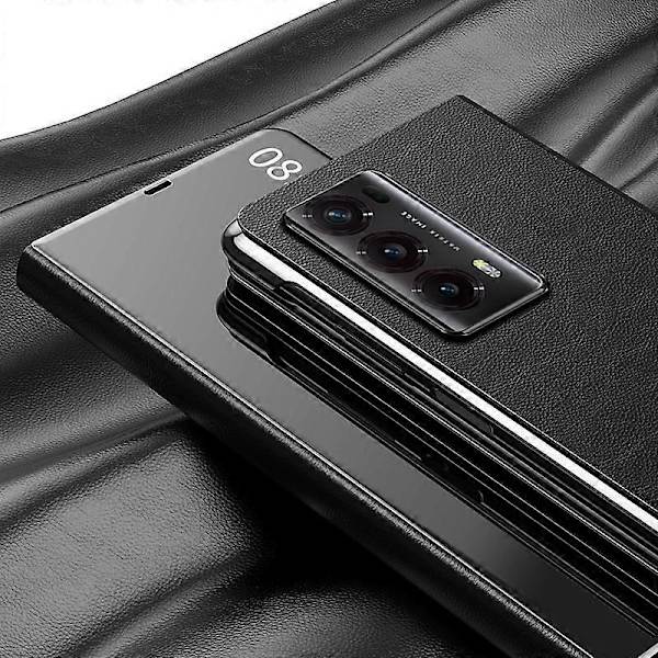 Speiloverflate Telefondeksel for Honor Magic V2 5G PC Visningsvindu Flipptelefondeksel med Stativ