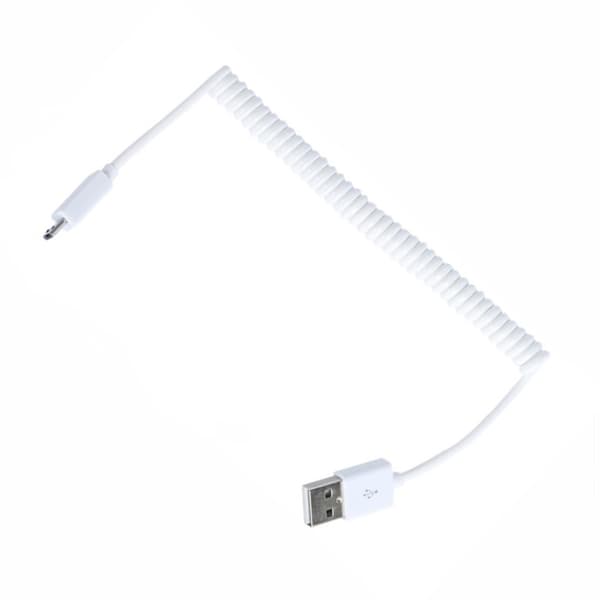 Android Ladekabel USB/Micro USB Spiralkabel (Hvit) hvit white