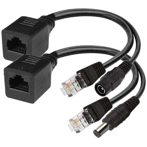 2 stk. passiv PoE-injektor og splitter-sæt DC-strømadapter-stik
