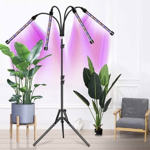 Fuld Spektrum LED Grolys med Stativ og 4 Justerbare Arme Sort black