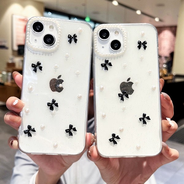 Skal för iPhone 11, Bling Glitter 3D Rosett Söt Glittrig Kristallklar Rosett Estetisk Design