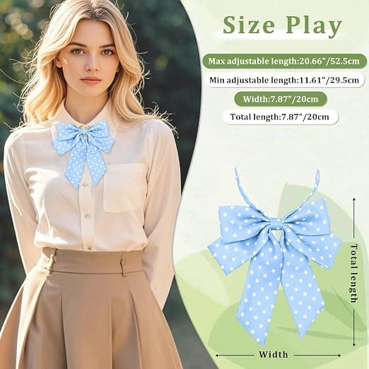 Lyseblå Prikket JK Sløjfe, Justerbar Rem Sløjfe Halsbind til Japansk Skoleuniform Cosplay Tilbehør Light blue