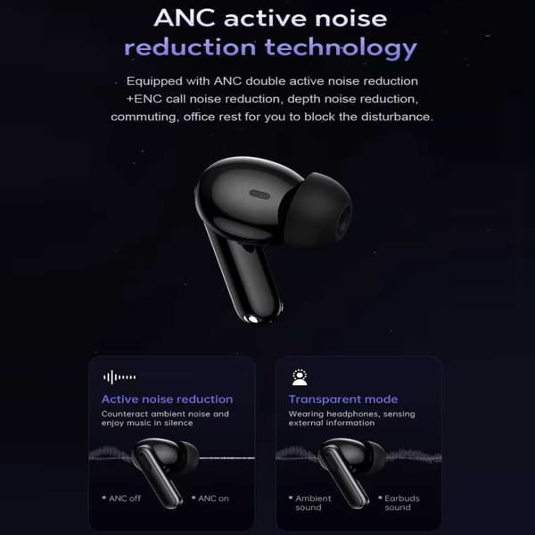 Trådløse Bluetooth-hovedtelefoner 20 timer ANC ENC BT 5.3 Sort sort black