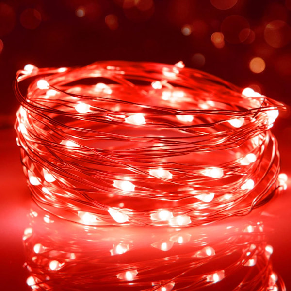 LED-ljusslinga, 3M 30 LED batteridriven LED-slinga vattentät för utomhus trädgård inomhus bröllopsfest jul (Röd)