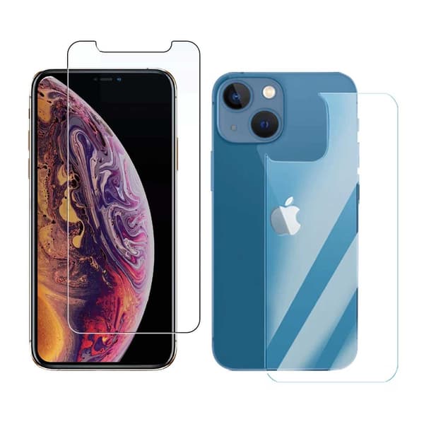 2-pakkaus iPhone 13 näytönsuoja + takasuoja transparent