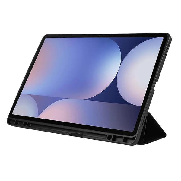 For Samsung Galaxy Tab S10+ Deksel med Pennholder Solid Farge Tri-Fold Stativ PU Lær+Nettbrettdeksel