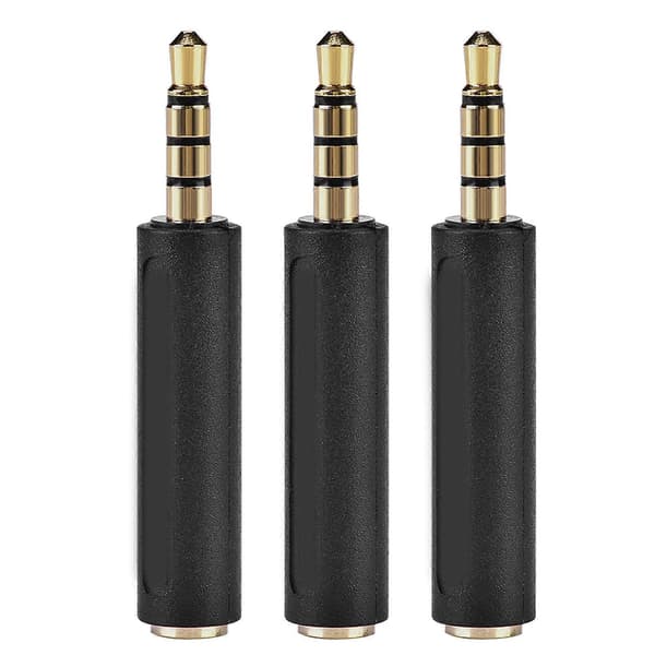 3.5mm OMTP til CTIA Konverterings Øretelefon Adapter til Øretelefon Sort (3 stk)