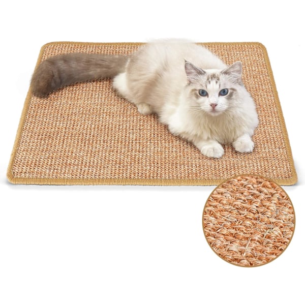 Klösmatta för katter, 60x40 cm Naturlig Sisal Klösmatta, Horisontell Klösbräda för Katter, Skyddar Möbler och Soffor