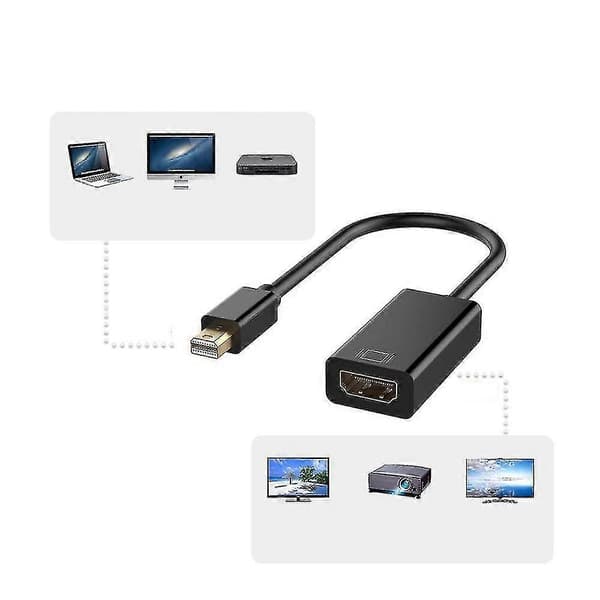 4k Mini Dp til HDMI Display Port Adapterkabel til Bærbar Computer HD TV Fg BLACK