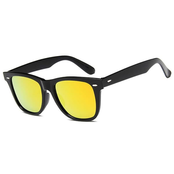 Sorte Wayfarer Solbriller Røde Spejlglas Sort black