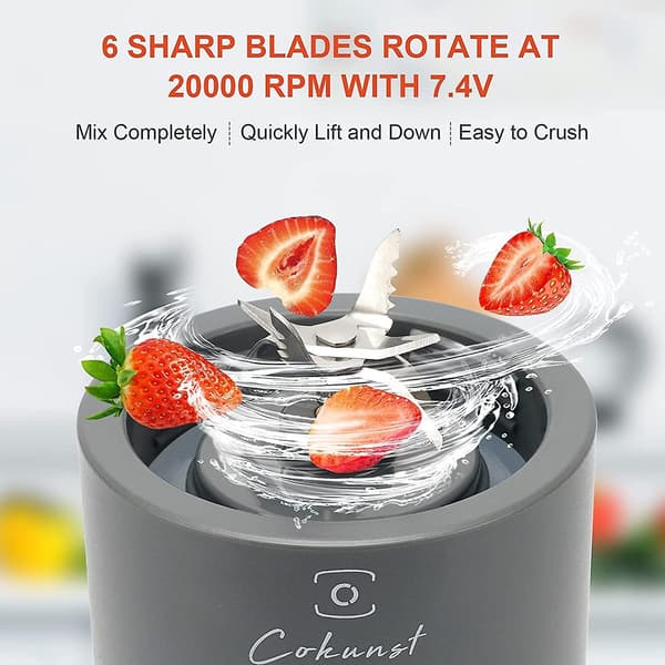 Bærbar USB Blender, Genopladelig, 6 Blade, 530ml Rose red