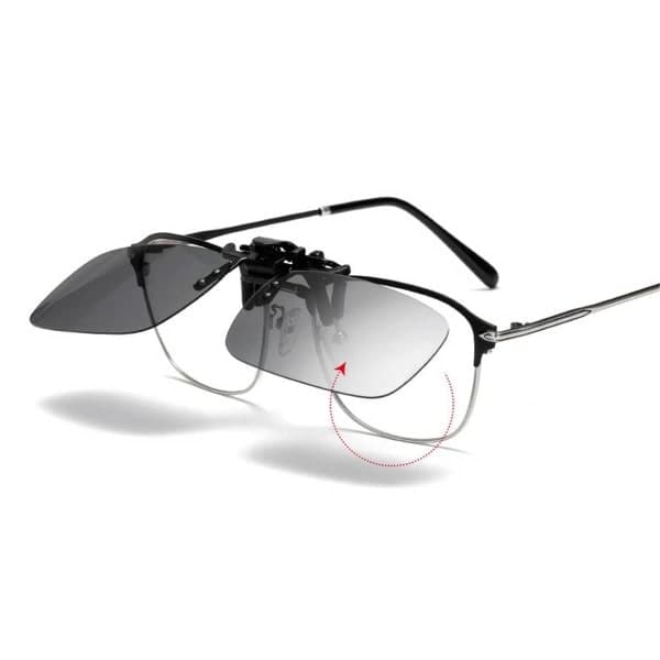 Clip-on aurinkolasit, pimeänäkö, keltaiset linssit, 43x60mm