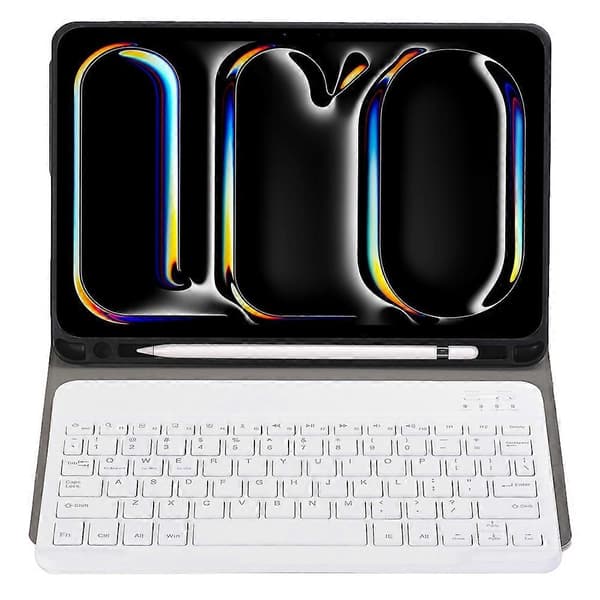 A13B Läder+TPU Tablet Skydd Bluetooth Tangentbordsfodral med Pennhållare för iPad Pro 11 (2024)