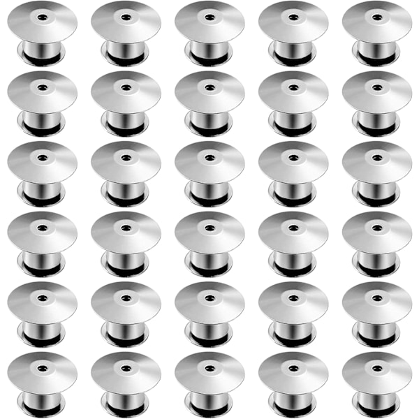 Låsande Stifthållare Bakstycken Metall Stiftlås Ersättnings Stift Bakstycken Spännen för Smycken Broscher Märken Namnlappar Hantverk DIY 30st, Silver