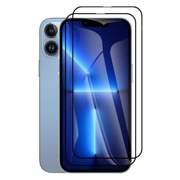 2-pack iPhone 13 Pro Skärmskydd i Härdat Glas Kolfiber Svart black