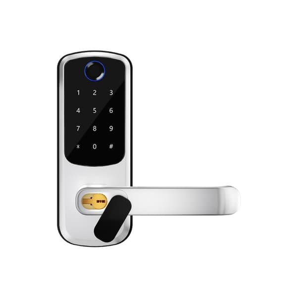 Smart fingeravtrycksdörrlås - Silver aluminiumlegering knappsatslås med fjärrupplåsning