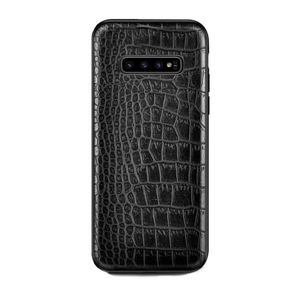 Samsung Galaxy S10 Plus Mobilskal Svart Läder Krokodilskal Svart black