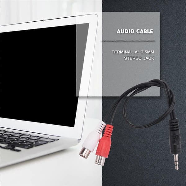 3,5 mm Stereo Adapter Jackstik til 2 Cinch Bøsninger Adapter Audio Kabel, 3.5mm Han til 2x RCA Hun