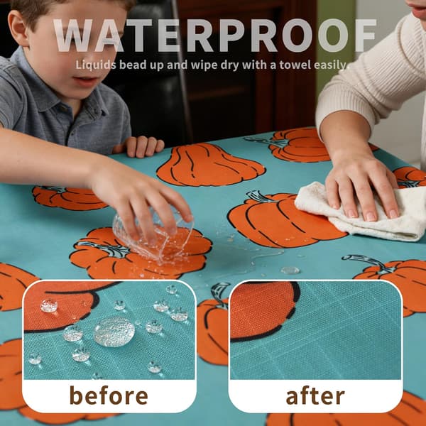 Rektangulær vanntett duk i lintekstur, flekk- og rynkebestandig vaskbar stoffduk 54 x 54 tommer, gresskar Pumpkin