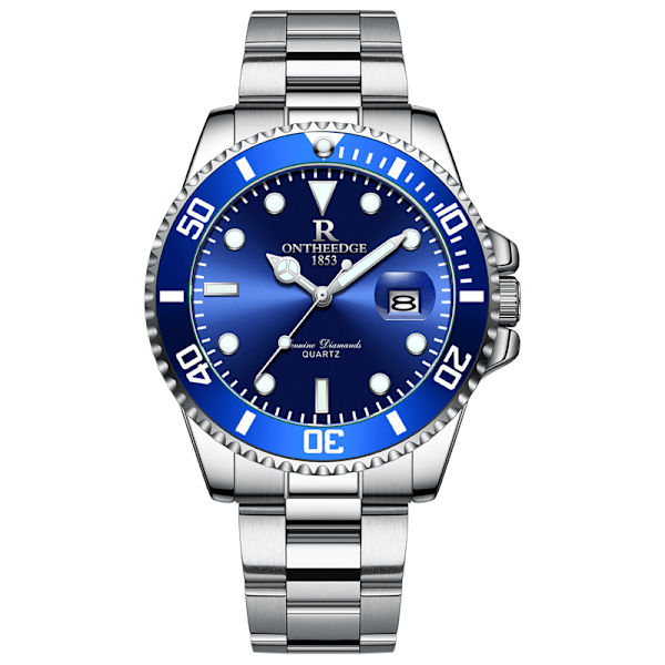 ONTHEEDGE Herrar Vattentät Analog Kvartsur med Datum Mode Casual Man Klocka, Blå Blue