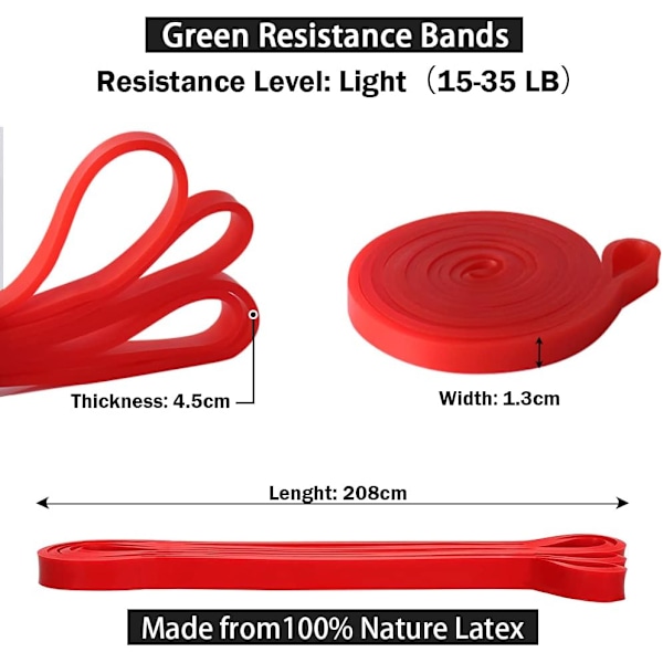 Motståndband, Träningsband för Pull-Ups för Kvinnor och Män, Premium Latex Långt Motståndband, Stretchband för Träning