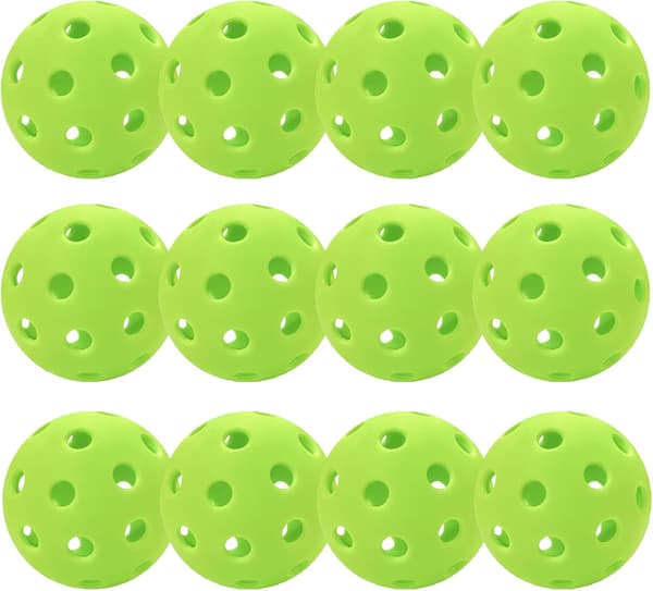 12 kpl Pickleball-palloja ulkokäyttöön, 40 reikää, harjoituspallo