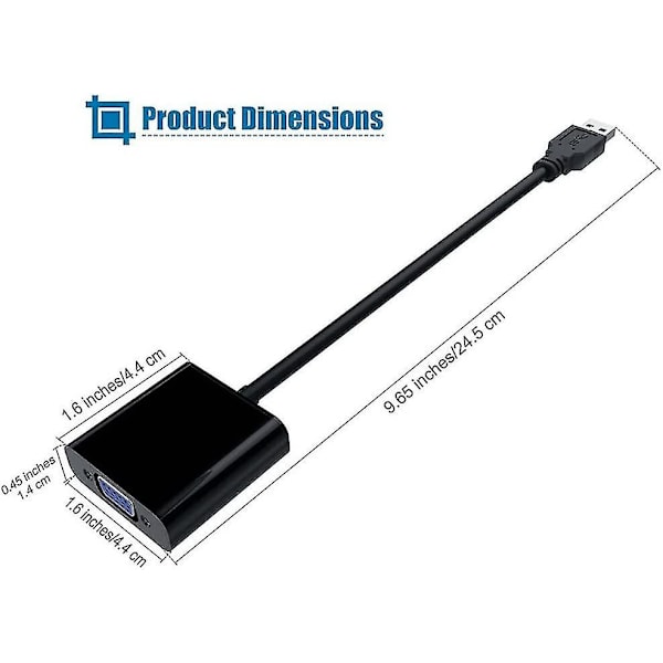 USB 3.0 till VGA Adapter Konverterare, 1080P USB till VGA Video Grafikkort Display Extern Kabel Adapter