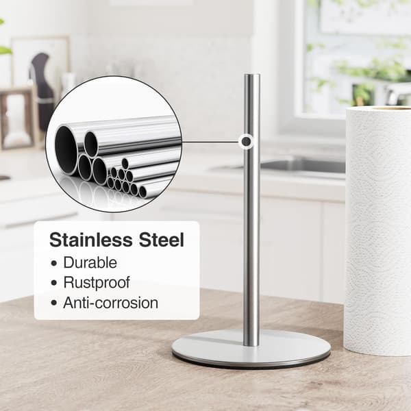 En simpel toiletpapirholder i rustfrit stål, ingen boring nødvendig.