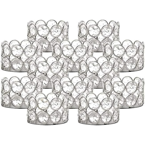 Tealight-ljusstakehållare för bord Silver 12-pack, Kristall Mittstycke Dekorationer för Vardagsrum