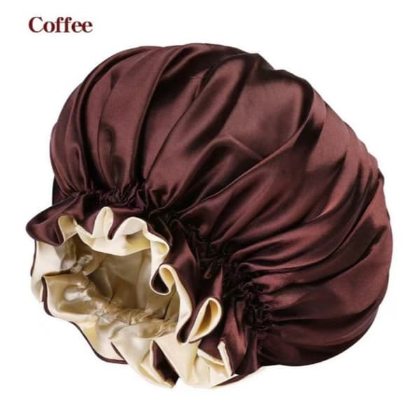 Dobbeltlags badehætte til kvinder, vandtæt og genanvendelig badehætte kaffe coffee